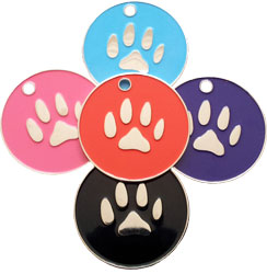 Enamelled dog tag paw design